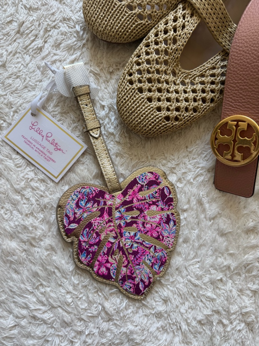 Lilly Pulitzer leaf luggage tag